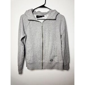 Harley Davidson Womens Gray Zip Up Hoodie‎ Sweatshirt Eagle Logo Size S